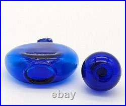 Vintage Worth Marked Art Deco Made in France Cobalt Blue Perfume Cologne Bottles