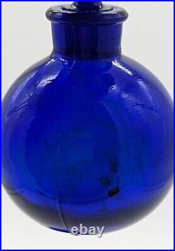 Vintage Worth Marked Art Deco Made in France Cobalt Blue Perfume Cologne Bottles