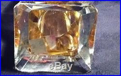 Vintage X-Large Crystal Perfume Bottle with Amber Crystal Screw Down Stopper