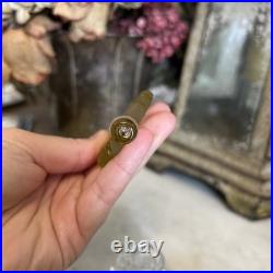 Vintage YELLOW CZECH GLASS Intaglio Perfume Bottle With Flat Stopper And FLOWERS