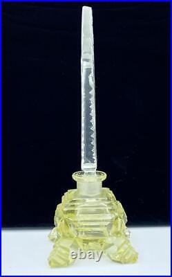 Vintage Yellow & Clear Czech Glass Perfume Oversized Stopper