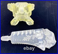 Vintage Yellow & Clear Czech Glass Perfume Oversized Stopper