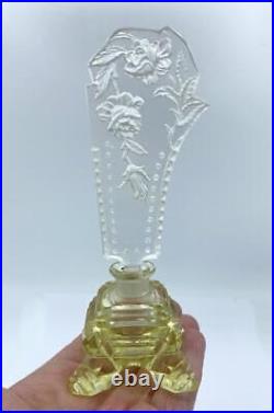 Vintage Yellow & Clear Czech Glass Perfume Oversized Stopper