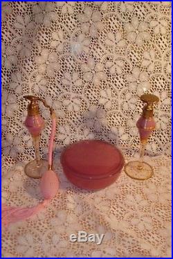 Vintage/antique Devilbiss Perfume Bottle Set2 Perfume Bottles & Powder Jar