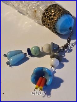 Vintage/antique Irice Dangle Scent Bottle Figures #1949