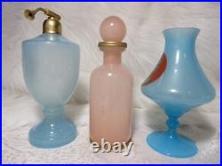Vintage/antique Vnc Opaline Pink Dresser Bottle, Blue Perfume & Cameo Vase Italy Vintage/antique Vnc Opaline Pink Dresser Bottle, Blue Perfume & Cameo Vase Italy