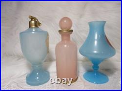 Vintage/antique Vnc Opaline Pink Dresser Bottle, Blue Perfume & Cameo Vase Italy Vintage/antique Vnc Opaline Pink Dresser Bottle, Blue Perfume & Cameo Vase Italy