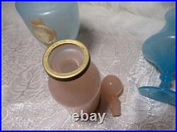 Vintage/antique Vnc Opaline Pink Dresser Bottle, Blue Perfume & Cameo Vase Italy Vintage/antique Vnc Opaline Pink Dresser Bottle, Blue Perfume & Cameo Vase Italy