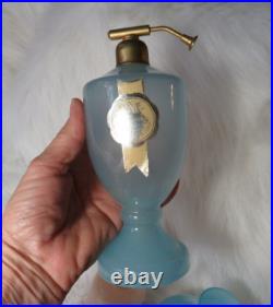 Vintage/antique Vnc Opaline Pink Dresser Bottle, Blue Perfume & Cameo Vase Italy Vintage/antique Vnc Opaline Pink Dresser Bottle, Blue Perfume & Cameo Vase Italy