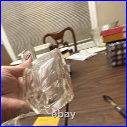 Vintage art deco, Faceted clear Perfume Bottle, Geometric Stopper, 9 in