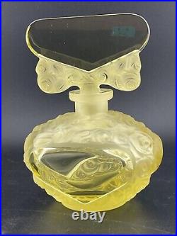 Vintage czech citrine glass 3 sided perfume bottle