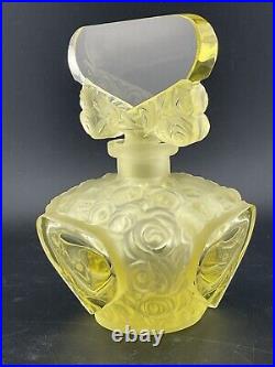 Vintage czech citrine glass 3 sided perfume bottle