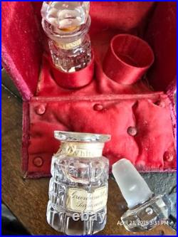 Vintage early 1900 red velvet perfume caddy with perfume bottles Vintage early 1900 red velvet perfume caddy with perfume bottles