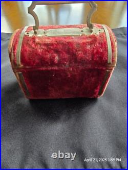 Vintage early 1900 red velvet perfume caddy with two perfume bottles Vintage early 1900 red velvet perfume caddy with two perfume bottles