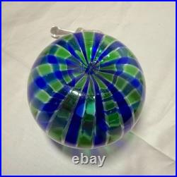 Vintage hand blown Italian Murano green blue gold glass scent perfume bottle jar