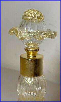 Vintage hand blown Murano Venetian golf flek brass glass perfume bottle atomizer