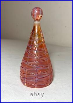 Vintage hand blown art glass spun pink opal iridescent perfume bottle sculpture