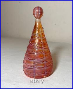 Vintage hand blown art glass spun pink opal iridescent perfume bottle sculpture