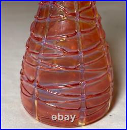 Vintage hand blown art glass spun pink opal iridescent perfume bottle sculpture