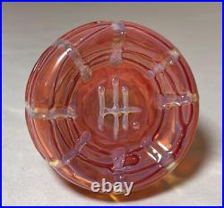 Vintage hand blown art glass spun pink opal iridescent perfume bottle sculpture