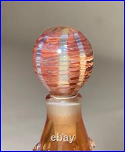 Vintage hand blown art glass spun pink opal iridescent perfume bottle sculpture