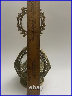 Vintage-hollywood Regency-ormolu-filigree- Beveled Glass Perfume Bottles Cupid