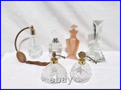 Vintage lot of 8 Glass crystal Perfume Bottle with Stoppers