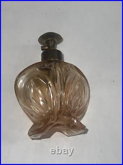 Vintage pink colored crystal perfume bottle 4 inches hjx6