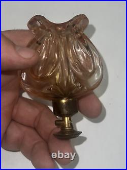 Vintage pink colored crystal perfume bottle 4 inches hjx6