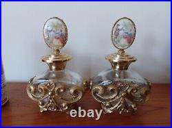 Vintage pr. Vanity bottles Gold Ormolu decorated Glass Perfume Eau de toilette