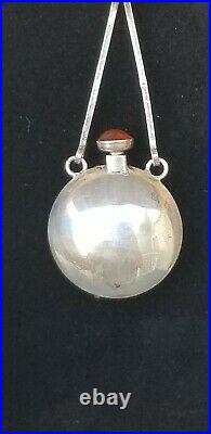 Vintage sterling silver 925 Amber Flower Perfume Bottle Necklace