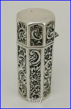 Vtg 1894 Deakin & Francis Victorian Solid Sterling Silver Scent Perfume Bottle