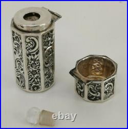 Vtg 1894 Deakin & Francis Victorian Solid Sterling Silver Scent Perfume Bottle
