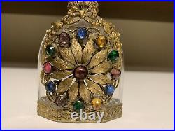 Vtg 1930s Jeweled Czechoslovakian Perfume Bottle Crystal Dauber