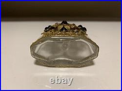 Vtg 1930s Jeweled Czechoslovakian Perfume Bottle Crystal Dauber