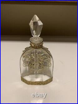 Vtg 1930s Jeweled Czechoslovakian Perfume Bottle Crystal Dauber