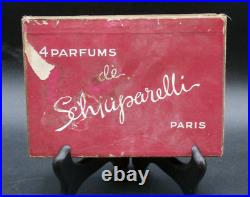 Vtg 1940's Schiaparelli Mini Glass Perfume Bottles Complete Set/4 withOriginal Box