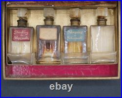 Vtg 1940's Schiaparelli Mini Glass Perfume Bottles Complete Set/4 withOriginal Box