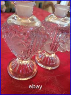 Vtg 1940s Pair Imperial Cut Glass Irice Grapevine Perfume Bottle & Stopper