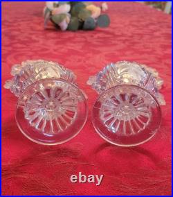 Vtg 1940s Pair Imperial Cut Glass Irice Grapevine Perfume Bottle & Stopper