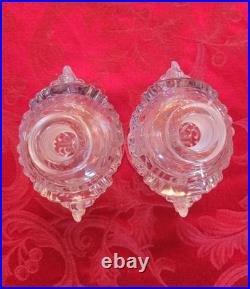 Vtg 1940s Pair Imperial Cut Glass Irice Grapevine Perfume Bottle & Stopper