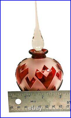 Vtg 1988 L. E. Signed Steven Correia Frosted Etched Handmade Perfume Bottle New