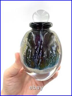 Vtg 1990 SIGNED ROBERT EICKHOLT IRIDESCENT GLASS SWIRL 5 PERFUME BOTTLE