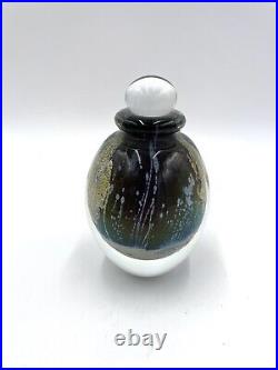 Vtg 1990 SIGNED ROBERT EICKHOLT IRIDESCENT GLASS SWIRL 5 PERFUME BOTTLE