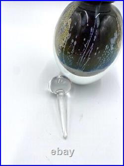 Vtg 1990 SIGNED ROBERT EICKHOLT IRIDESCENT GLASS SWIRL 5 PERFUME BOTTLE