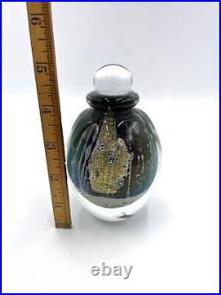 Vtg 1990 SIGNED ROBERT EICKHOLT IRIDESCENT GLASS SWIRL 5 PERFUME BOTTLE