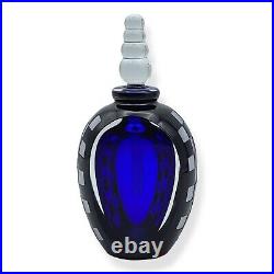 Vtg 1998 Art Glass Perfume Bottle Cobalt Blue Sommerso Signed Antonio Garcia