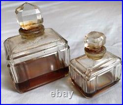 Vtg 2 Rare Caron Bellodgia Perfume Baccarat Crystal Bottles Bottom Etched Reducd