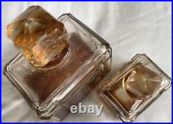 Vtg 2 Rare Caron Bellodgia Perfume Baccarat Crystal Bottles Bottom Etched Reducd