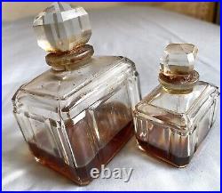 Vtg 2 Rare Caron Bellodgia Perfume Baccarat Crystal Bottles Bottom Etched Reducd